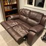 Double Seater Brown Leather Recliner Sofa. Excellent Condition Image 2