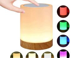LED Night Light Touch Lamp Bedside Table Lamp for Kids Bedroom Rechargeable Dimmable Warm White Light + RGB Color Changing (FREE POSTAGE)