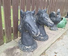 Stone horses heads x2