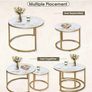 Round Coffee Tables, Removable Set of 2 End Table, Nesting Tables with Gold Metal Frame Legs and Marble White Top for Living Room, Bedroom, Office, Balcony, Apartment (FREE SHIPPING) Image 5