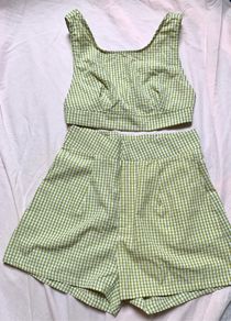 Vintage gingham shorts and top co ord festival summer