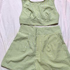 Vintage gingham shorts and top co ord festival summer