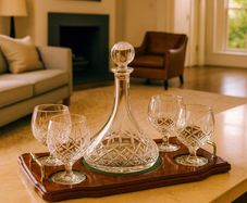 Galway Crystal Longford Miniature Brandy Decanter Tray Set - Engravable