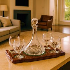 Galway Crystal Longford Miniature Brandy Decanter Tray Set - Engravable