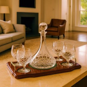 Galway Crystal Longford Miniature Brandy Decanter Tray Set - Engravable