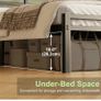 Metal Double Bed Frame with Headboard and Footboard | Fits 135 x 190 cm Mattress, Steel Slats Support, 30 cm Storage Space Underbed, Noise Free, Easy Assembly, Black Image 8