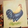 Pair of Vintage French Rooster Wood Panel Paintings - Signed Et. Latour Image 2
