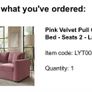 Pink Velvet Pull Out Sofa Bed Image 3