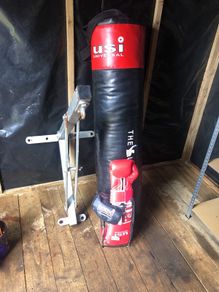 Punch bag , bracket, gloves