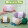 100gx2 Chunky Cotton Crochet Yarn with 4mm Hook, Soft Non-Split Thick Yarn for Amigurumi DIY Gifts, Home Decor, Beginner Projects (Beige+OffWhite) Image 5