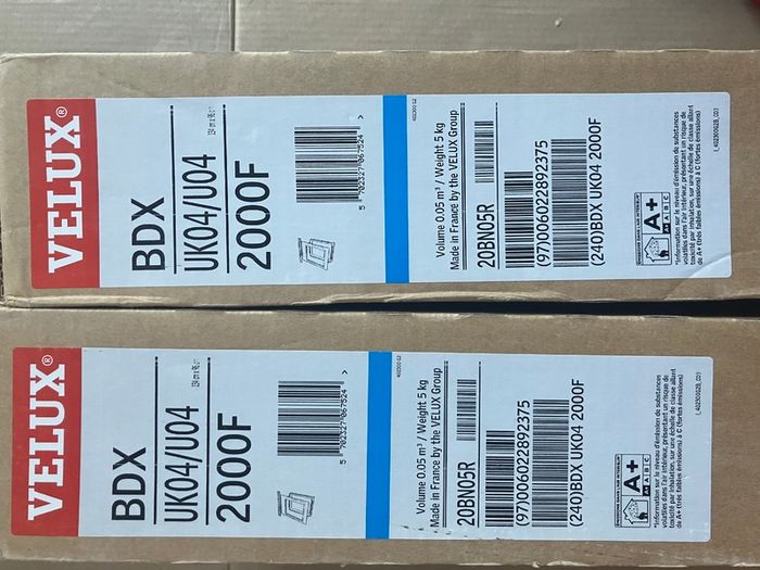 2 X VELUX BDX UK04 2000F Insulation and Underfelt Collars - 134cm x 98cm