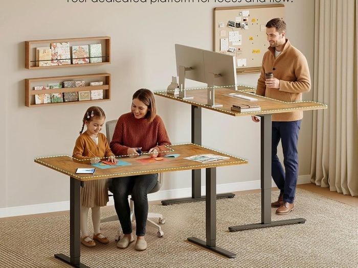 Electric Standing Desk, 120cm U Shaped Height Adjustable Desk with 3 Memory Smart Panels