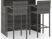 3 Piece Garden Bar Set Grey