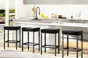 66 cm Bar Stools Set of 4, Black Breakfast Barstools, Kitchen Bar Stool Chairs with Metal Leg for Kitchen Island Counter Breakfast Bars Living Room Party