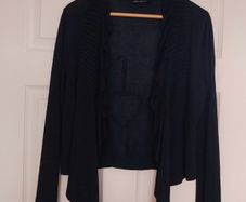Very Dark Navy (nearly black) silk cardigan size L