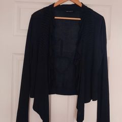Very Dark Navy (nearly black) silk cardigan size L