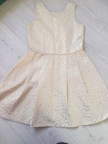 Girls Cream/Gold Tiger Print Dress Age 10-11