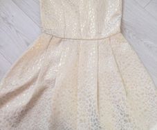 Girls Cream/Gold Tiger Print Dress Age 10-11