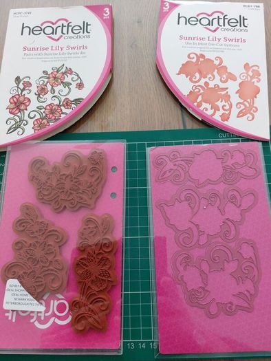 Heartfelt dies and stamps set- Sunrise lily swirls