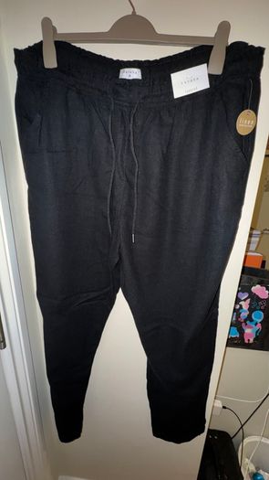 Matalan Papaya Black Linen Tapered Trousers