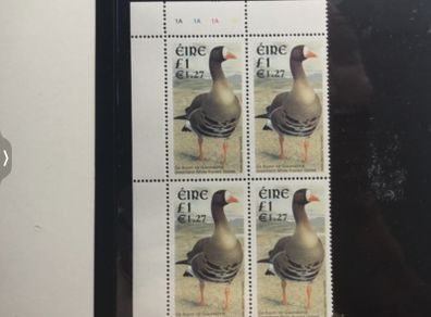 Irish stamps, cylinder block from birds series