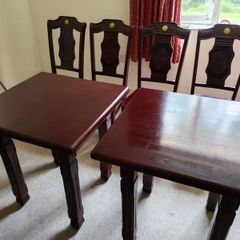 Chinese-style solid rosewood furniture featuring a carved "Fu" symbol on the splat back and a high-polish finish.