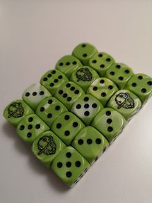 Dice - 20 Green dice with graphic