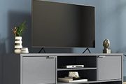 TV Stand with Cabinet Storage and Open Shelves for 55, 65 Inch Media Storage Gaming Media Console Living Room Entertainment Center Wooden Television Cabinet - Grey