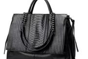 Stylish Black Large Capacity Faux Leather Tote Handbag - BRAND NEW