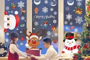 385 Pcs Christmas Window Stickers 10 Sheets Double-Sides Xmas Window Decorations/Santa Clings for Office Christmas Themed Party