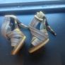 Karen Millen Brown Leather Cross-Strap Heeled Sandals - Size 5 Image 6