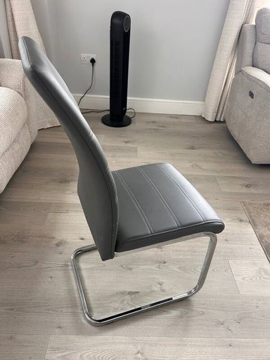 6 grey leather effect dining chairs