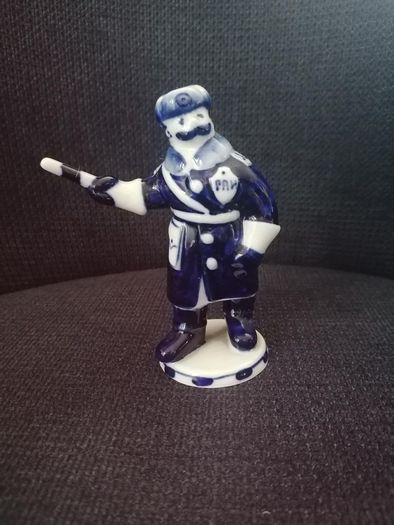 Gzhel Porcelain Russian Militiaman Figurine