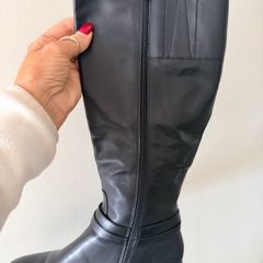 Tamaris Leather Knee High Boots EU41 black Block Heel