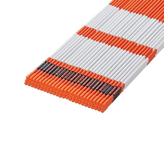 Driveway Markers, 100PCS 48 inch, 0.31 inch Diameter, Orange Fiberglass Poles Snow Stakes with Reflective Tape, 12" Steel Drill Bit & Protection Gloves for Parking Lots, Walkways Easy Visibility
