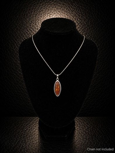 Vintage 925 Sterling Silver And Natural Baltic Amber Pendant