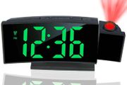 Projection Alarm Clock, Digital Clocks Bedside with Temperature Date, Adjustable Brightness, Snooze, LED Curved Screen Clocks for Bedrooms Office Home Desktop