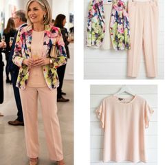 Basler ladies 3 piece suit chic soft peach designer wedding event
