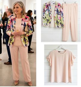 Basler ladies 3 piece suit chic soft peach designer wedding event