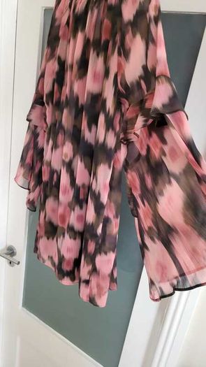GEORGE khaki and pink print layered dress Sz 14 - Bnwt - Rrp 26 Sterling