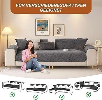 Soft Flannel Sofa Covers Washable - New Sofa Cushion Covers, Non-Slip Sofa Cover 1 2 3 Seater Couch Covers for Sectional Sofa, Sofa Slipcovers
