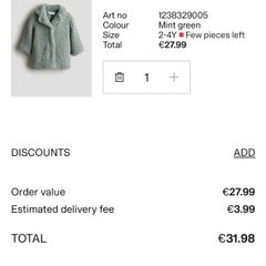 Girl's coat size 3-4 - worn
