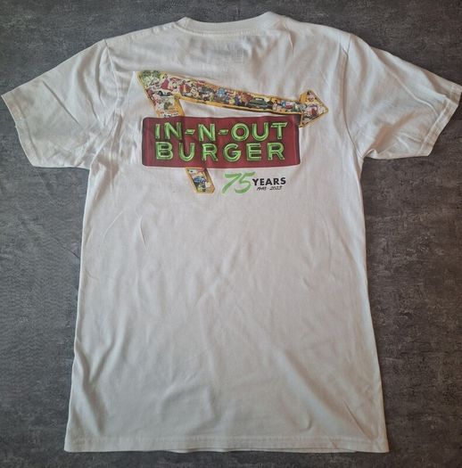 In-N-Out Burger 75 Years Anniversary T-Shirt Mens Small White Graphic Logo Tee