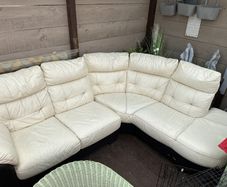 Large Cream Leather Sofa