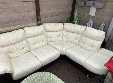 Large Cream Leather Sofa