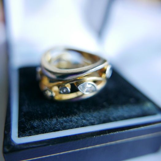 Vintage 925 Sterling Silver Gold Plated Ring Women Fashion Jewelry Cubic Zircon Ring