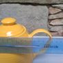 Vintage Rayware Yellow Ceramic Teapot Image 4