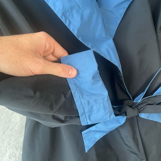 Max Mara City Italian Reversible Wrap Trench Coat Navy Cornflower