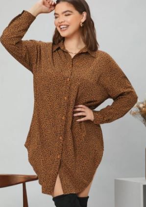 Leopard Button Front Tunic Top