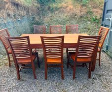 Solid African Hardwood Dining Table & 8 Chairs